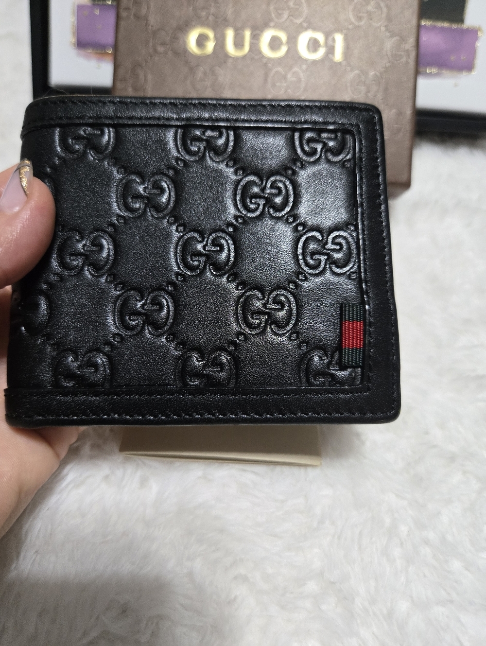 Gucci Black Guccissima Leather Bifold Sherryline Men's Wallet - Picture 3 of 9